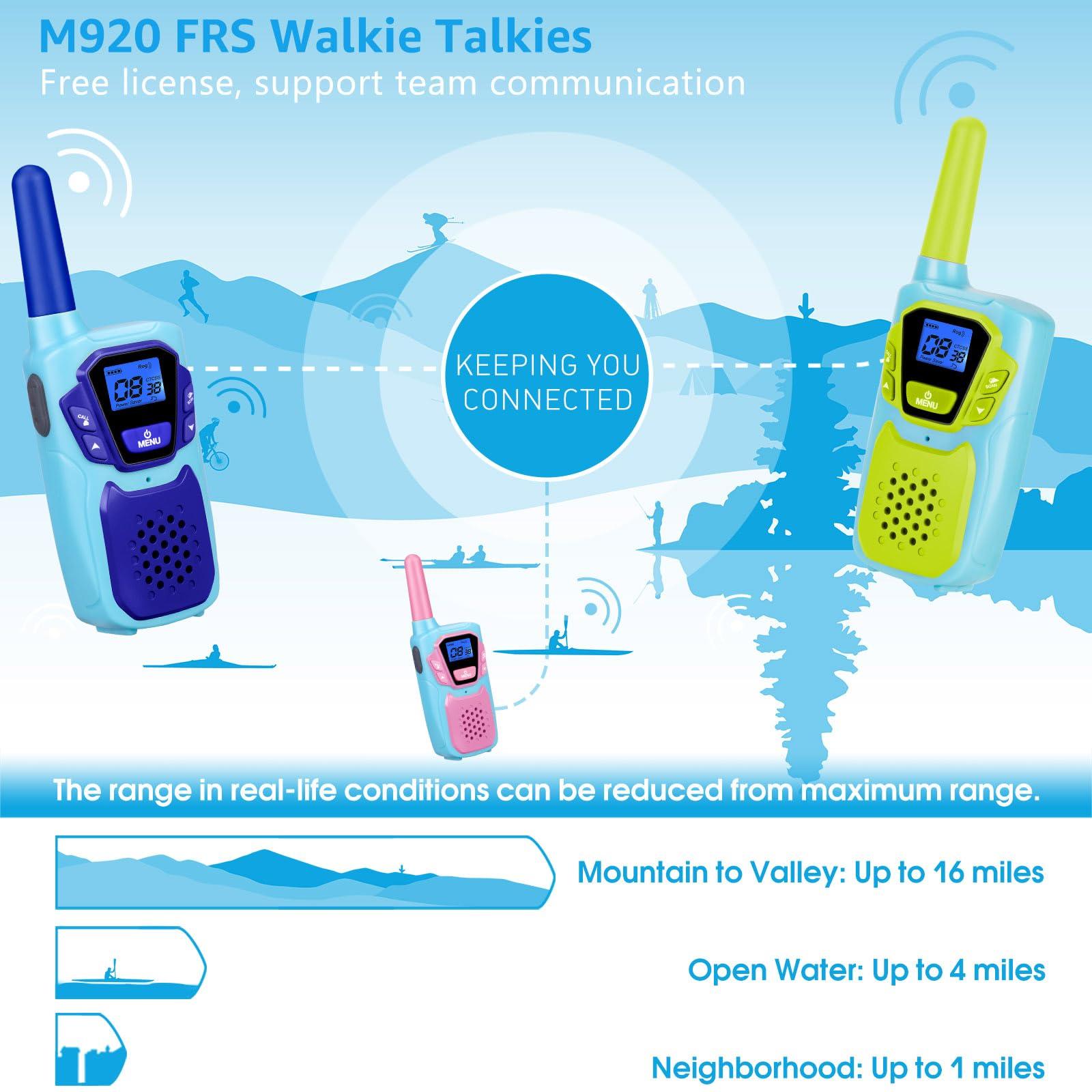 Topsung Topsung Walkie Talkies for Kids Long Range Rechargeable 4 Miles NOAA Walkie-Talkies for Adults Seniors Toddlers Boys Girls Teens 3 Pack, Family Pink 2 Way Radio Toy for Adventure Camping Skiing Cruise