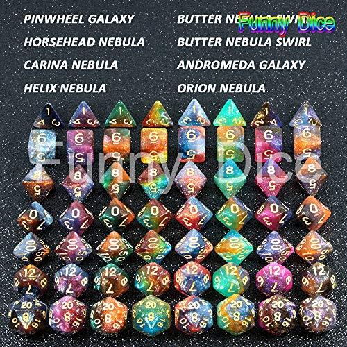 KAKDA-STORE KAKDA,Delicate Novelty Creative Universe Galaxy Dice7Pcs + Dice Box DND RPG Games Hobbies Presell Top Grade Gift - (Color: Cats Eye Nebula)