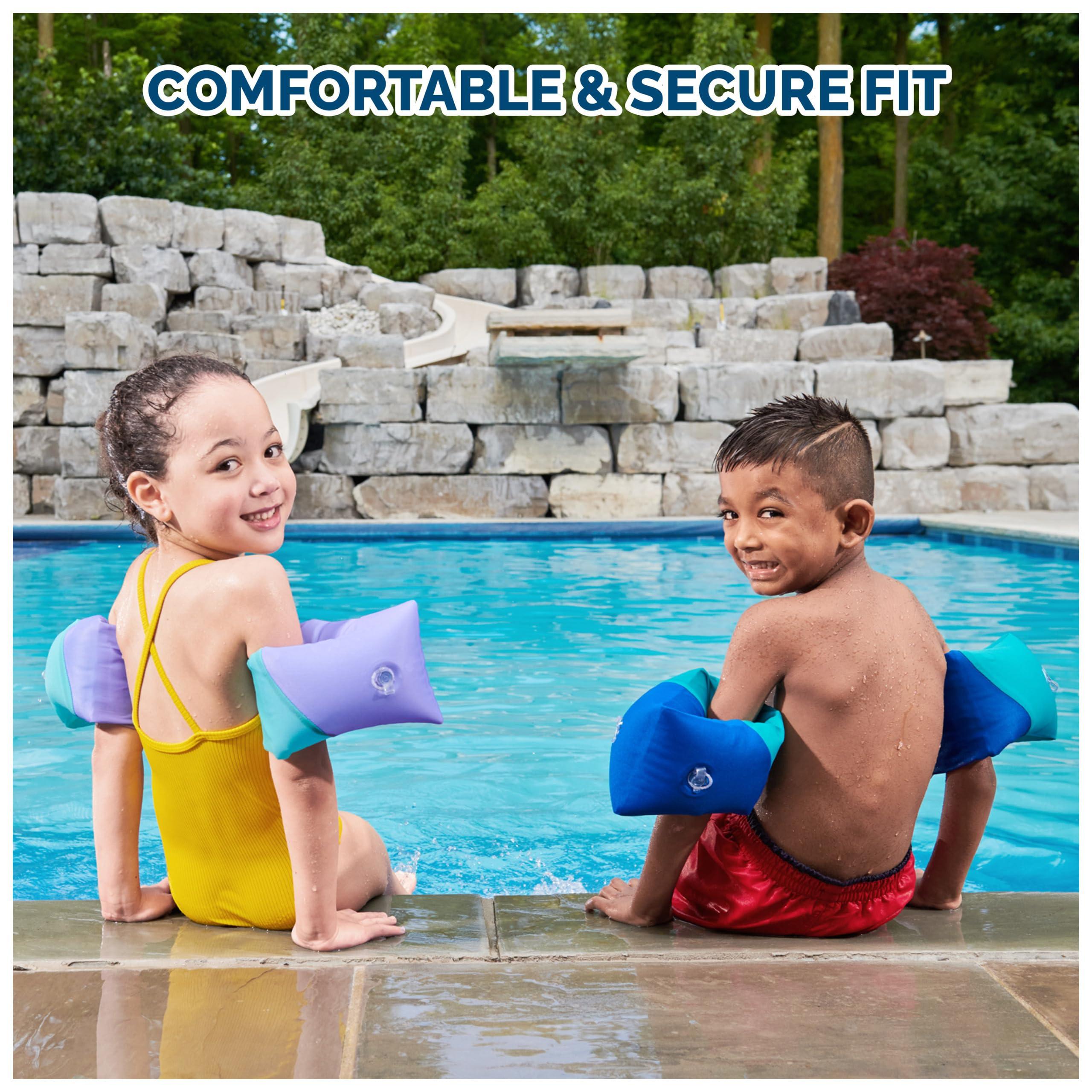 SwimWays Swimways Soft Swimmies Toddler Floaties, Learn-to-Swim Inflatable Pool Floats & Arm Floaties, Swimming Pool Accessories for Kids Aged 3-5, Purple