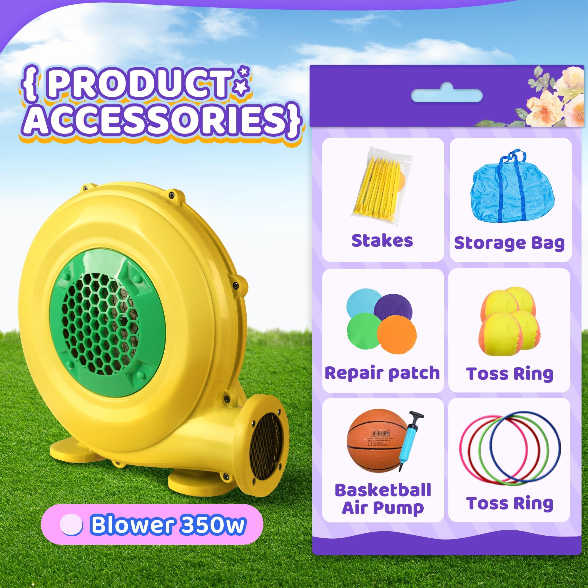 INFLATEFLY INFLATEFLY Bounce House Inflatable Slide Kids Bouncy Castle with Ball Pit,Dreamy Jumper with Air Blower for Wet and Dry