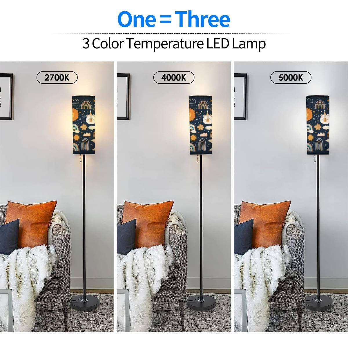 RZNTJHUINA RZNTJHUINA Boho Standing Lamps Abstract Doodles Baby Animals Fabric Cute Animals Nursery Baby Minimalist Floor Lamp Metal Pole Lamp with Linen Lampshade for Bedroom Living Room Office Nursery Reading