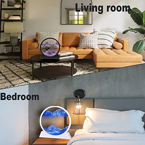 HISELUR HISELUR Moving Sand Art Picture Kinetic 3D Deep Sea Sandscape in Motion Display Flowing Sand Relaxing Desktop Toy Home Office Decor Painting Gift Packing(10inch)