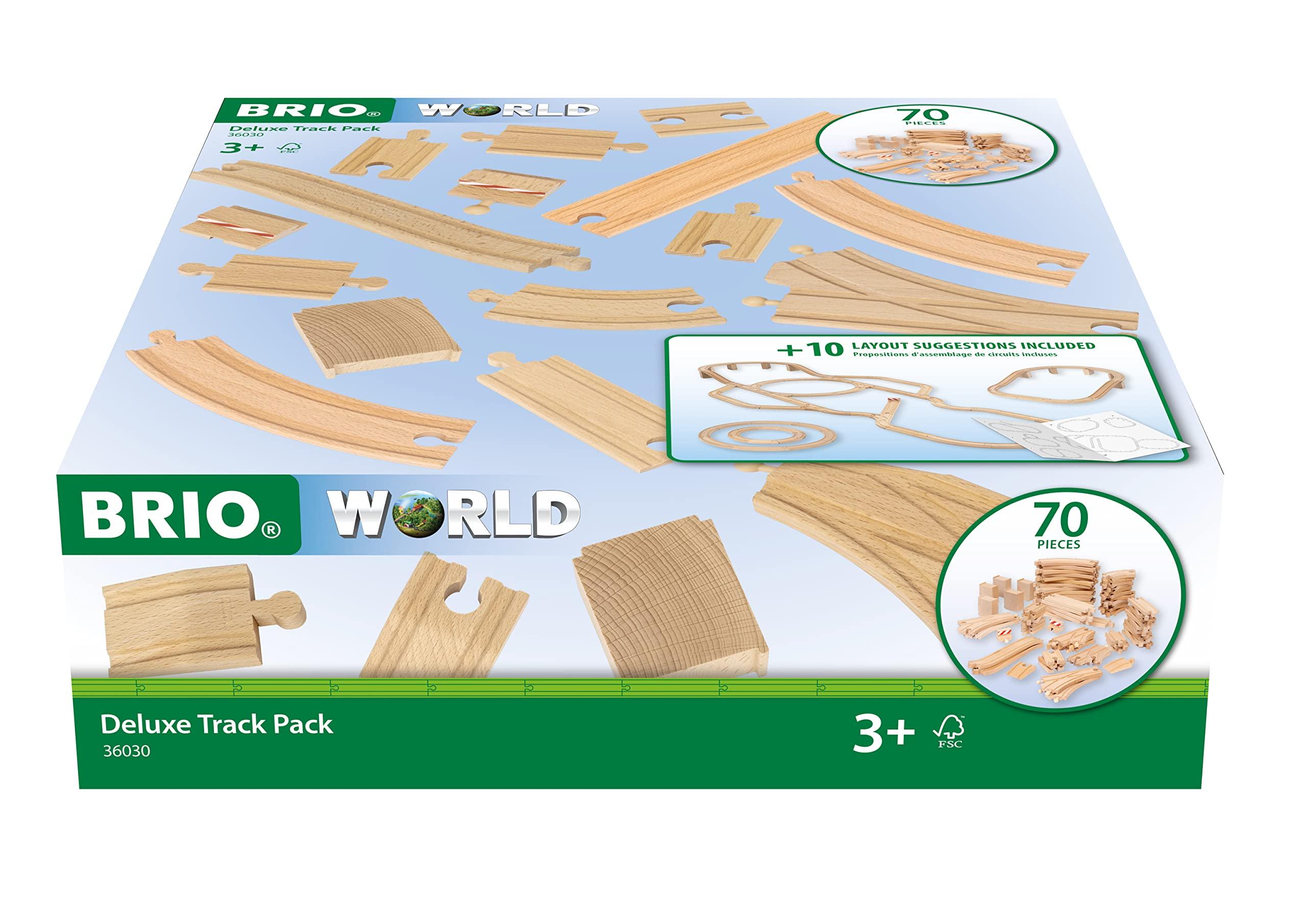 Brio BRIO 36030 World Deluxe Track Pack - 70 Piece Wooden Train Set for Children 3 Years and Up | FSC-Certified Beech Wood | Compatible with All BRIO Railway Sets & Accessories | Ideal for Creative Play