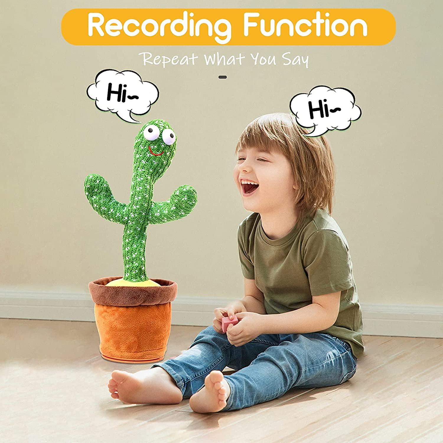 MidnightSinging 2023 Dancing Cactus Toy Bluetooth [Play Your Songs] Record Repeating What You Say, Rechargeable Singing Talking Cactus Toy Gifts for Baby Boys and Girls
