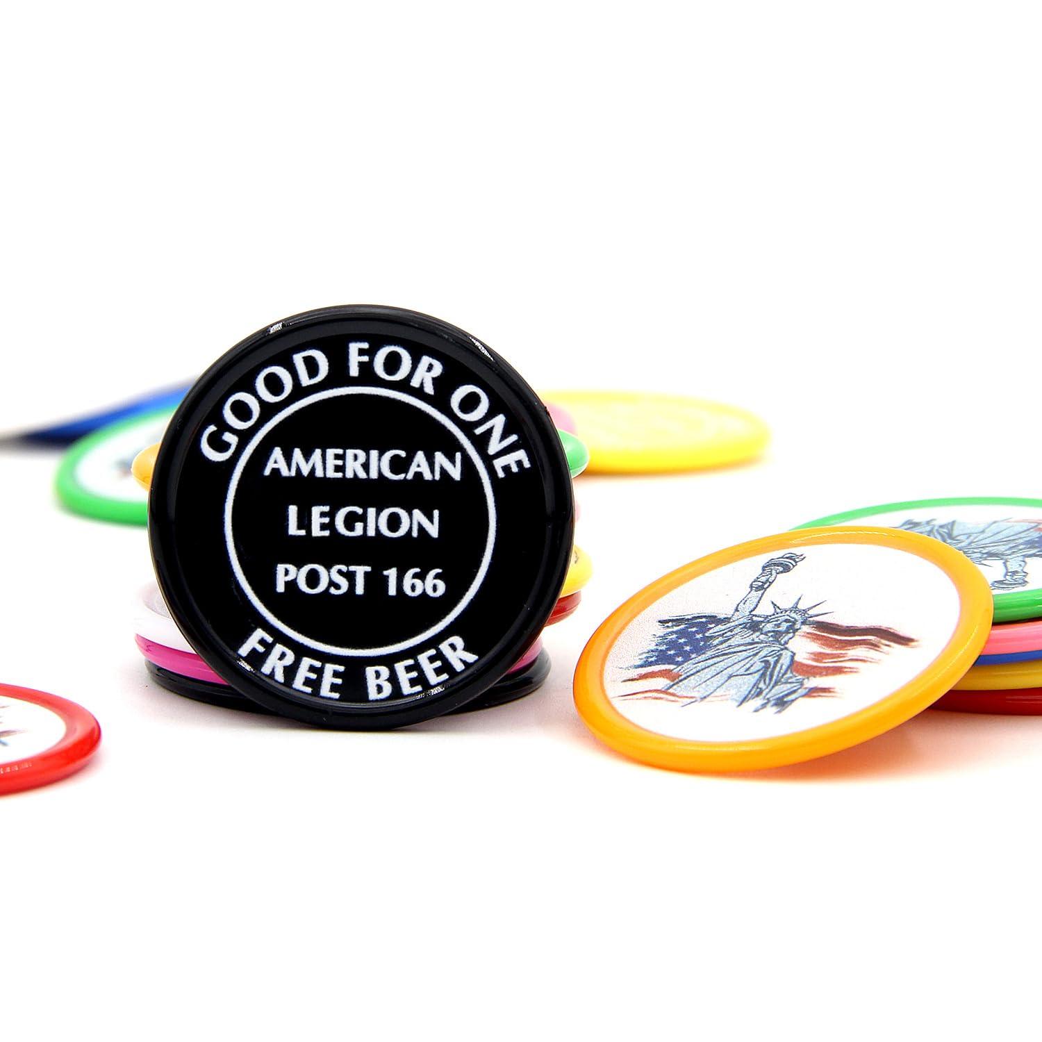 Generic Generic 200 Custom Plastic Drink Chips,Imprint with Your Text Logo Image or Any Else for Bar,School,Wedding,Party,Event (Red)