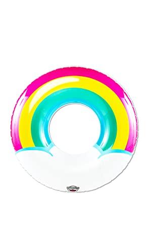 BigMouth BigMouth Inc. Rainbow Ring Pool Float, Over 5' Wide Inflatable Floatie Tube, Blow Up Swim Ring, Outdoor Summer Pool Party Decor