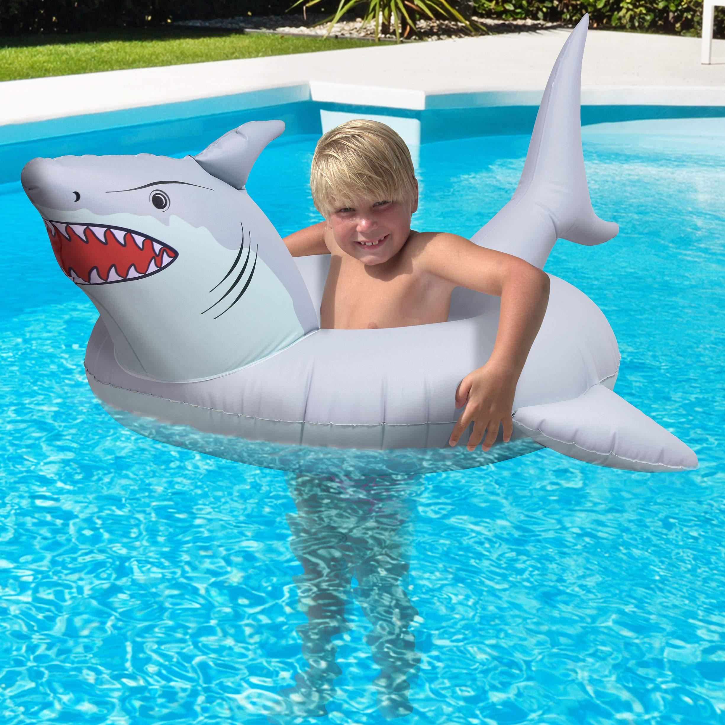 GoFloats GoFloats 'Great White Bite' Shark Pool Float Party Tube - Inflatable Rafts, Adults & Kids