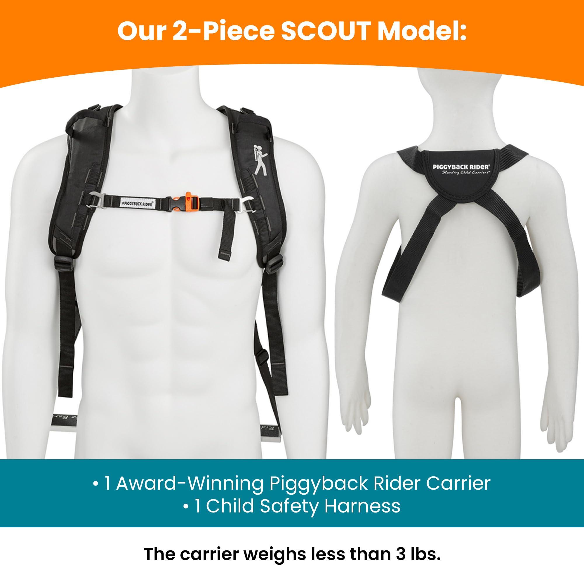 Piggyback Rider Piggyback SCOUT Standing Toddler Carrier Backpack - 2-Piece Bundle for Hiking & Travel with Secure Child Safety Harness Included - For Ages 2-4 (Under 50 lbs) - No Accessories Included