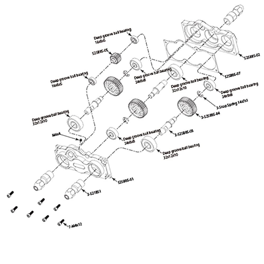FYWYVIY RC Boat Gear Box 1:1 Forward Reverse Dual Output Transfer Transmission Gearbox for 6.35mm 1/4\" Shaft RC Tug Boat Yacht Marine
