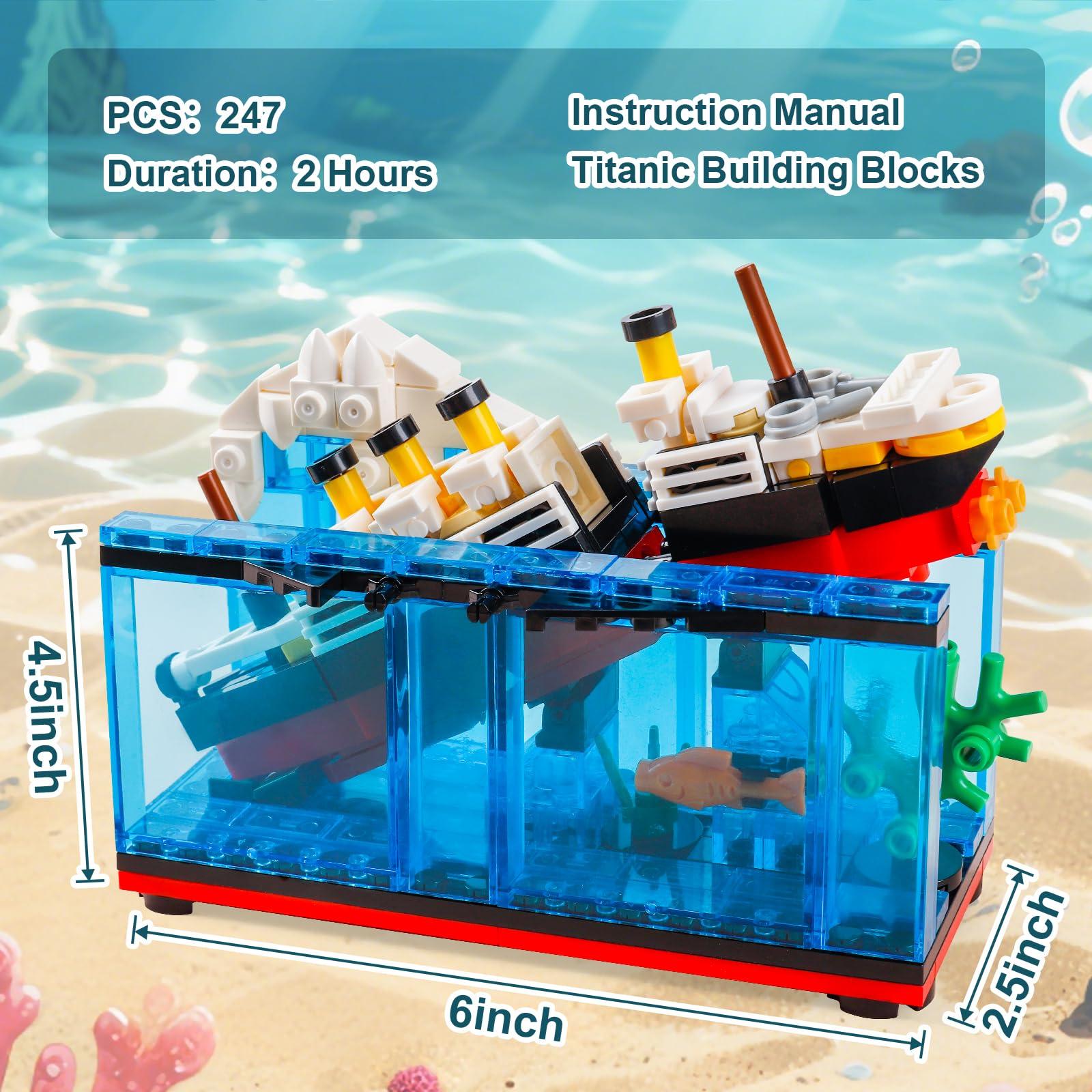 PYPIBAWLY PYPIBAWLY Titanic Sink and Break in Half Toy Building Blocks Set, Titanic Toys for Kids, Titanic Cruise Ship Model Toy, Titanic Model Ship Kit, Boat Bricks Kit 247 PCs