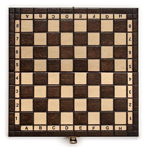 Husaria Husaria European International Chess Wooden Game Set, King\'s Continental - 11.3-Inch Small Size Chess Set with Folding Board and Felt Bottom Chessmen