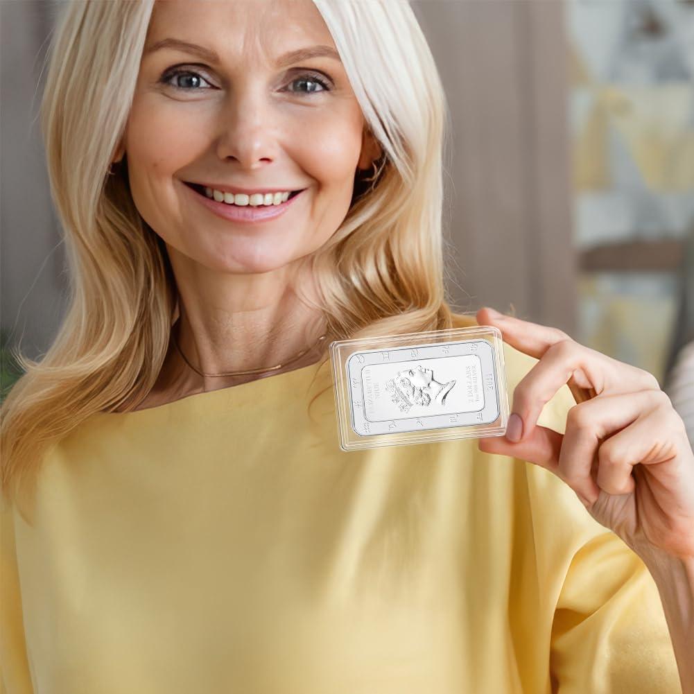 FINGERINSPIRE FINGERINSPIRE 18 Pcs Silver Bar Case Acrylic Silver Bar Holder Clear Storage Container Compatible Gold Silver Bar 1.3x2.1 Inner Storage Silver Bullion Storage for Collection of Gold Bar Silver Bar