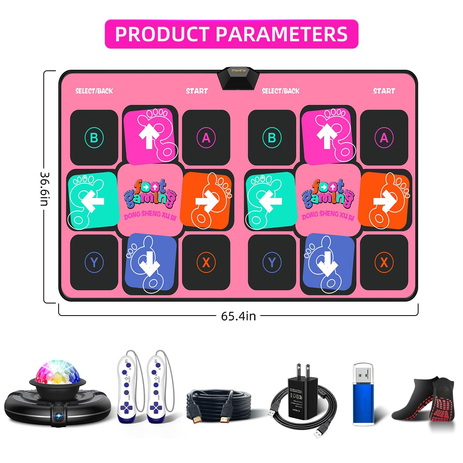 FWFX FWFX Dance Mat for Adults and Kids, Double User Wireless Dance Pad Game for TV, Plug and Play Electronic Dance Mats with Smart Camera, Exercise Dancing Mat for Family Games, Birthday Gifts Ideas