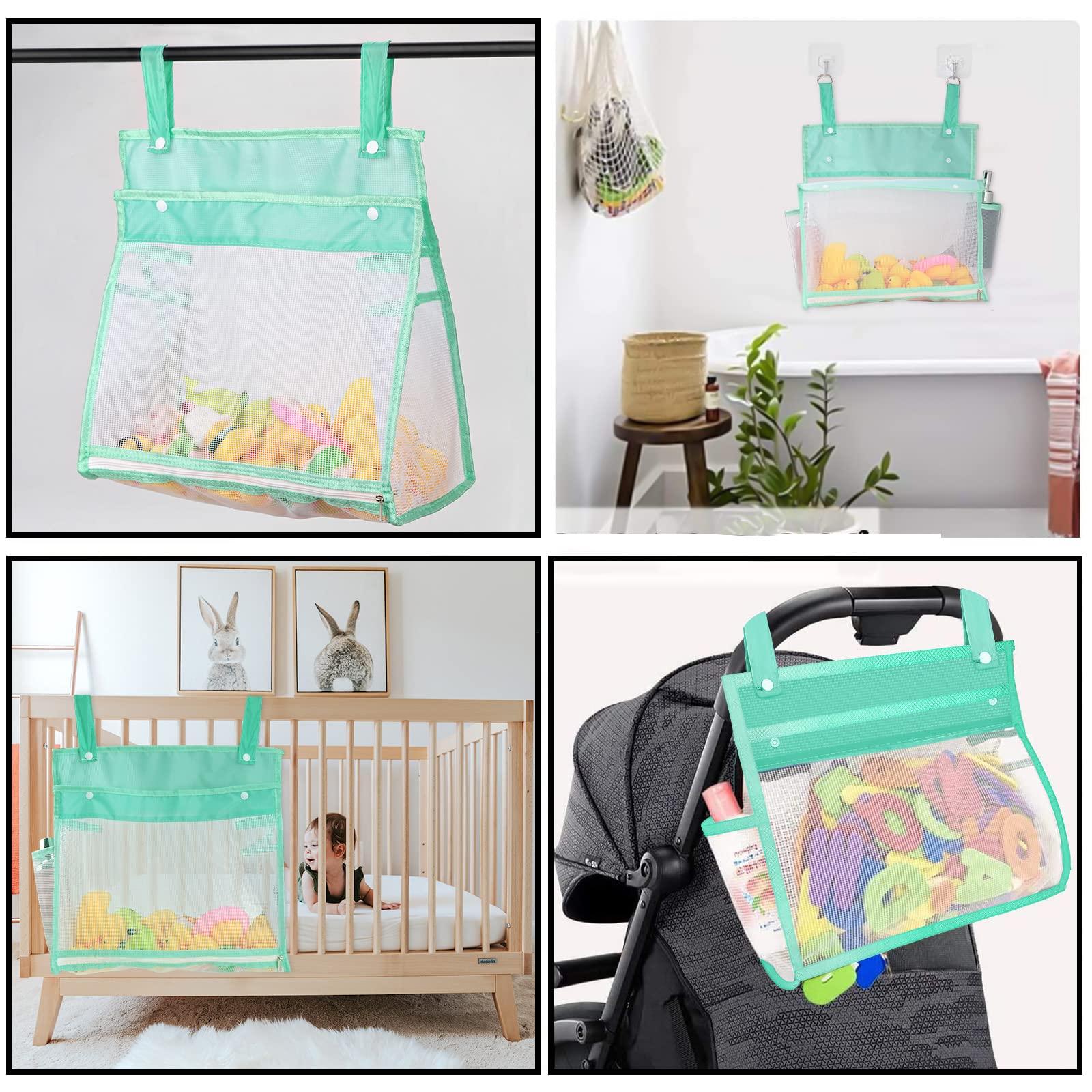 Linkidea Linkidea 2 Pack Zippered Mesh Bath Toy Organizer, Bath Toy Storage Bag Multiple Ways to Hang, Bathroom Toy Mesh Bag, Bathtub Toy Storage Holder (Green)