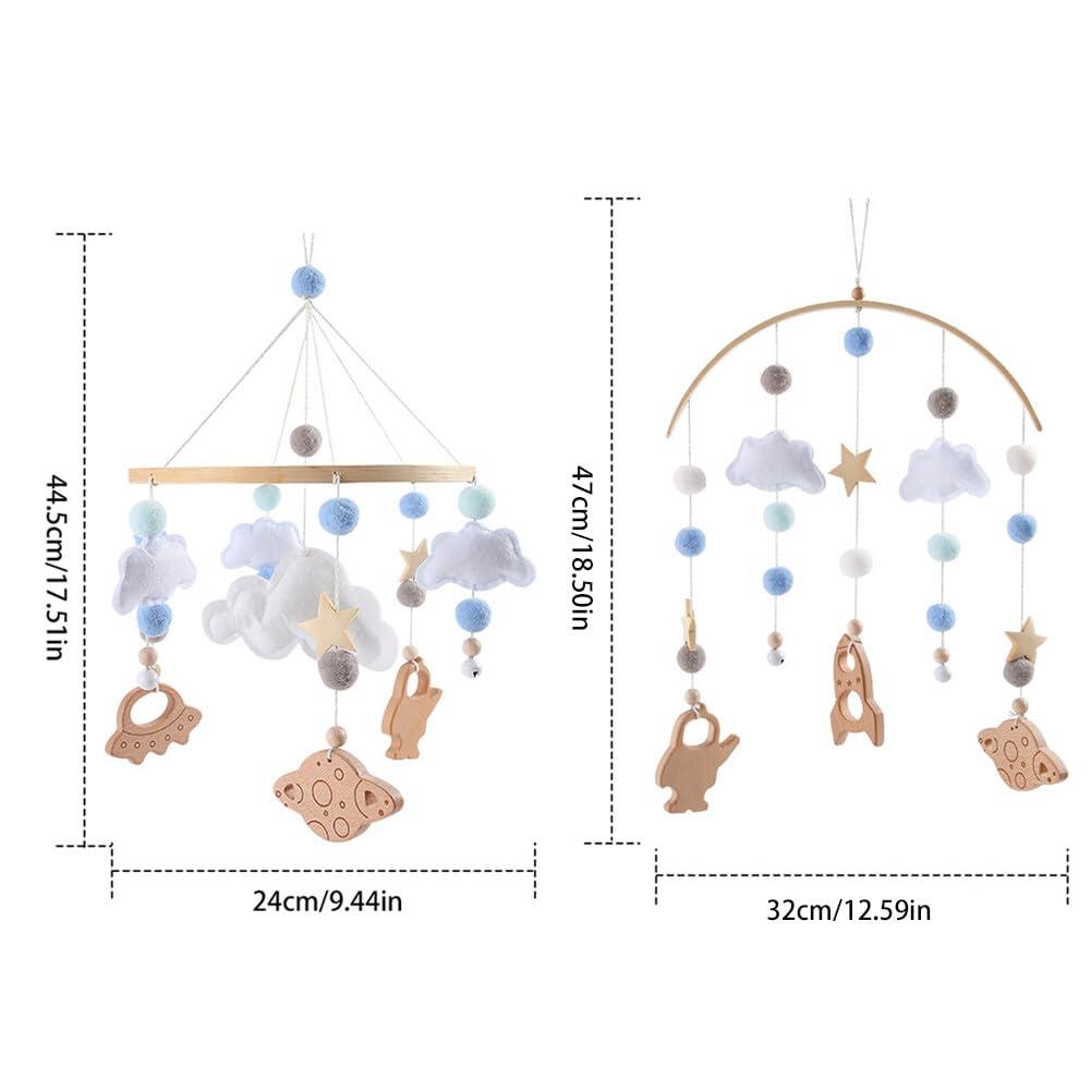 ikasus Crib Mobile for Baby with Wooden Arm, Wall Mounted Suitable for All Cribs 100% Natural Larch Hanger Nusery Decor Baby Room Safe Holder Type 2