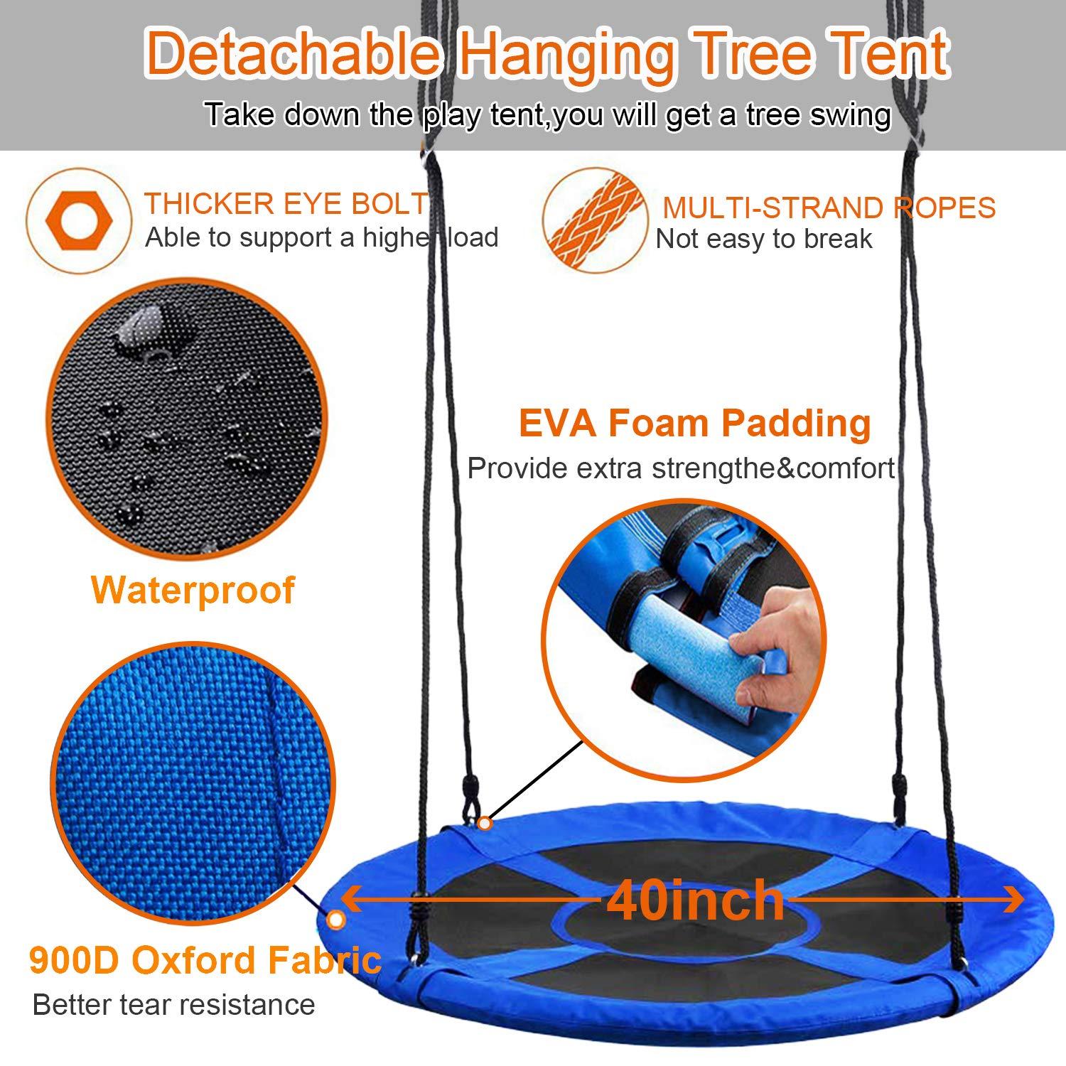 RELIANCER Hanging Tree Swing Tent Waterproof Backyard Hammock Chair Max Capacity 600lbs Detachable Play Tent Swing Play House Castle Nest Pod Indoor Outdoor Bedroom Ceiling Hanging Tent Camping Tree House