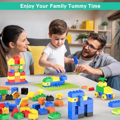 WYSWYG Large Building Blocks for Kids Toddlers Including 2 Piece Baseplates, Basic Big Building Blocks Compatible with Duplo and Major Brands, Building Bricks Set for Kids Age 3 4 5 6