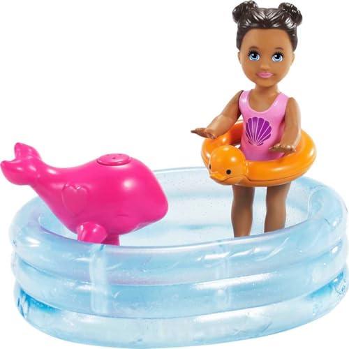 Barbie Barbie Skipper Babysitters Inc Playset with Skipper Doll, Color-Change Small Doll, Pool, Squirt Whale Toy & Accessories