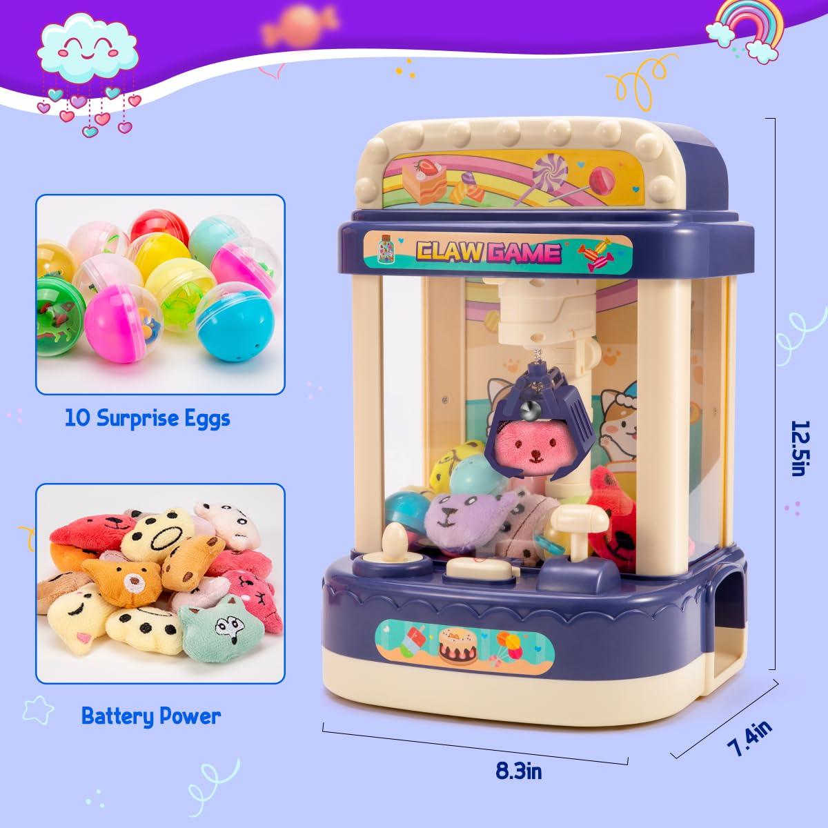 LOYO LOYO Claw Machine for Kids, Mini Vending Machine with 30Pcs Toys, Candy Dispenser Arcade Game for Kids 6 7 8 9 10 Birthday Gifts (Blue)