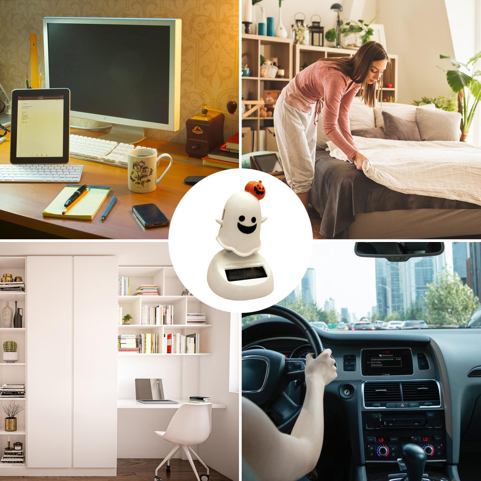 HABURN HABURN Halloween Ghost Solar Dancing Toy, Solar Halloween, Halloween Pumpkin Ghost Swing Figurine, Halloween Dashboard Toys Solar Powered Ghost Dancing Toys, for Car Desk Home Decor