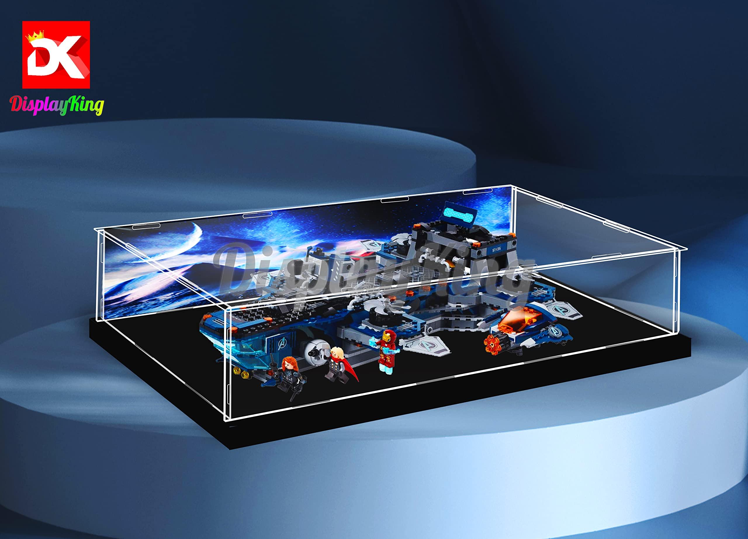 DK DISPLAYKING Acrylic Display case Compatible with Avengers Helicarrier 76153 (Model Set is not Included) (with Theme Background)