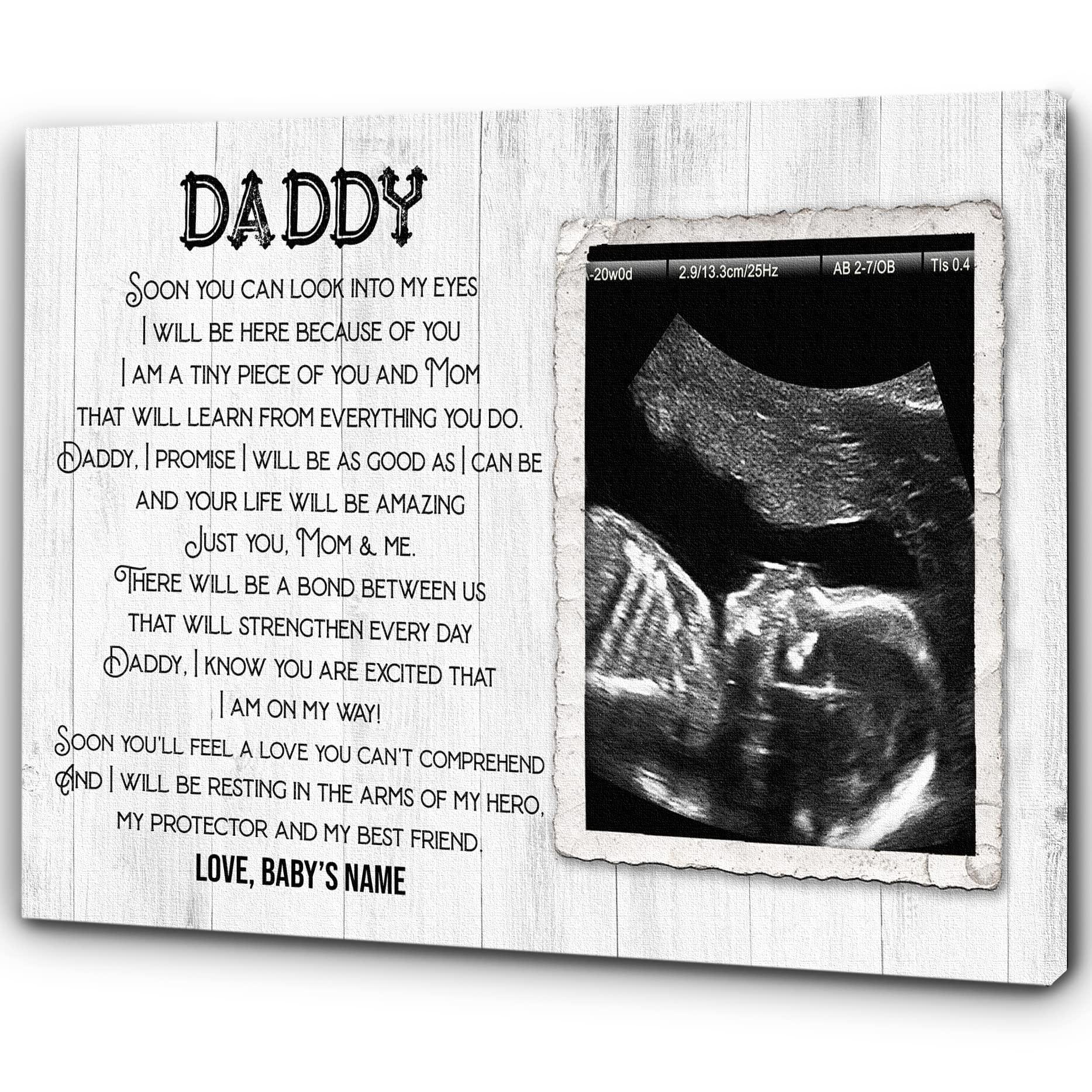 ToysCentral Basics First Fathers Day Custom Sonogram Canvas Dad to Be Gift New Daddy 1st Time Father Expecting Dad Gift from Baby Bump| N2579 (10x8 inch)