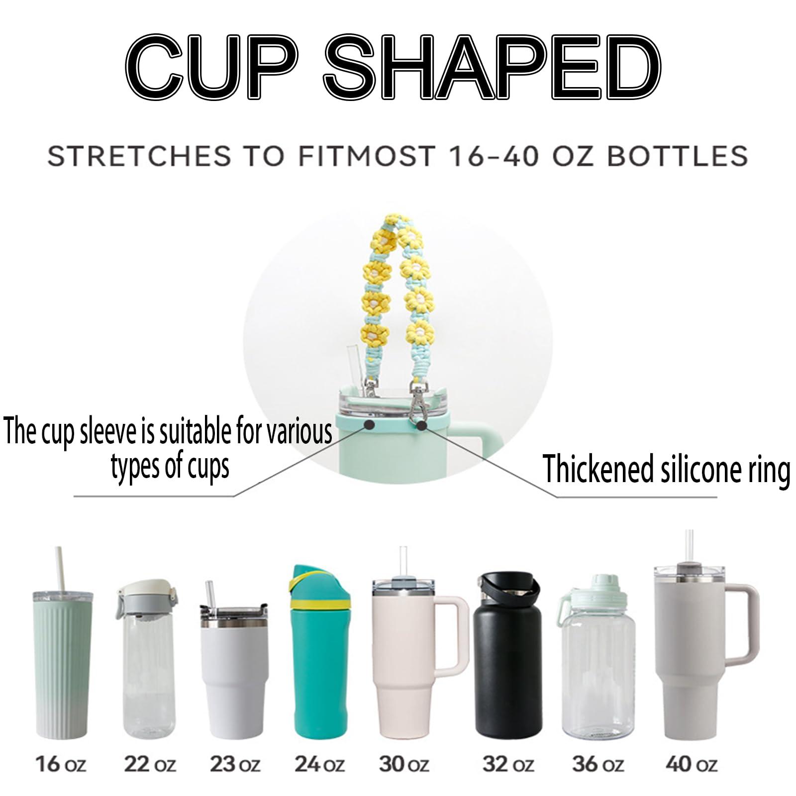 BROKANER Custom Name Letter Cup Holder with Strap - Personalized Cup Carrier Silicone Water Bottle with Strap for 16-40oz Bottles