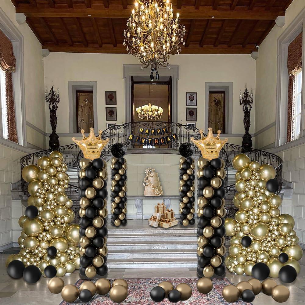 GIMCALO GIMCALO Balloon Column Stand Kit Set of 4, 7ft Height Adjustable Balloon Arch Kit with 2 Ballon Garland Strip, Metal Telescopic Pillar Balloon Stand, Birthday Party, Graduation, Halloween Decorations