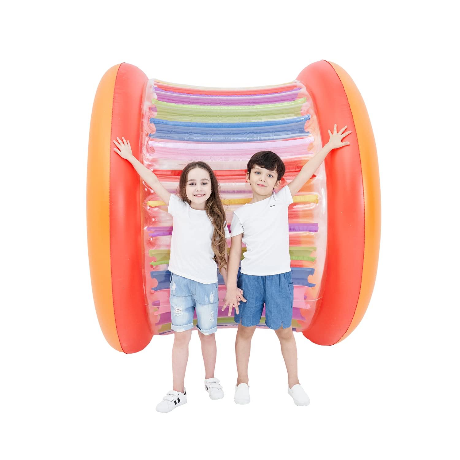 Tzsmat Tzsmat 73\" Diameter Inflatable Giant Colorful Rolling Wheel for Pool Outdoor Backyard Lawn
