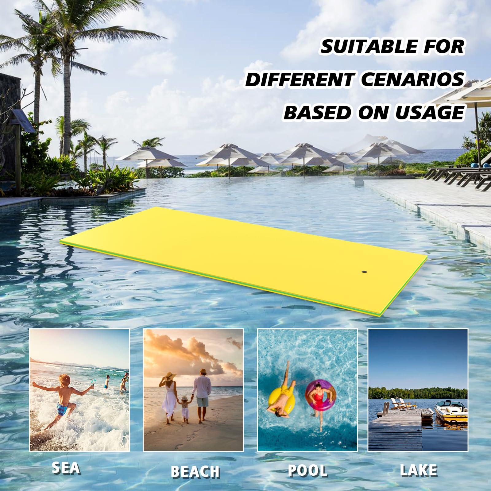 Yaciente Yaciente 12' Lily Pad Floating Mat, Tear-Resistant Floating Water Mat for Lake, Floating Pads for Recreation Pool, Lake, 7 Colors Available, Suitable for Multiple Users (12' Double Yellow&Green)