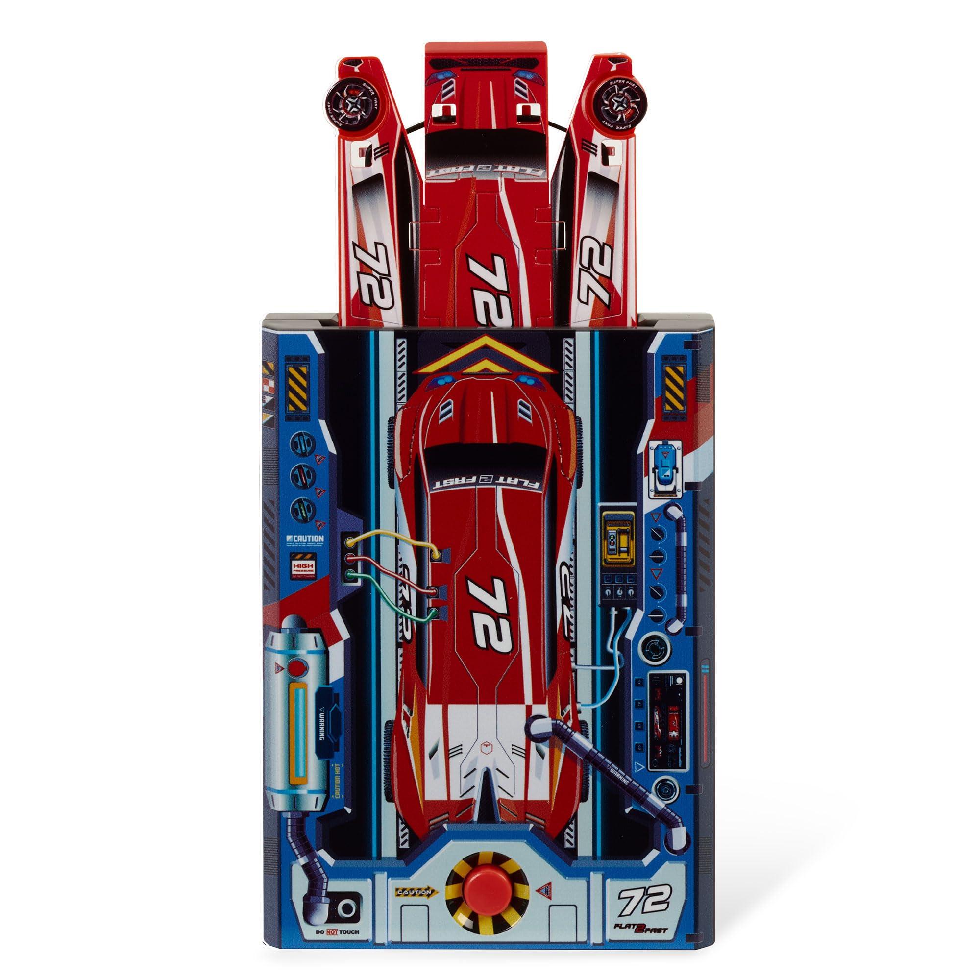 FLAT 2 FAST FLAT 2 FAST Red 72 Card Racer | Load, Launch, Race - Pocket-Sized Racecar Toy Ages 5 and up (Sold Each)