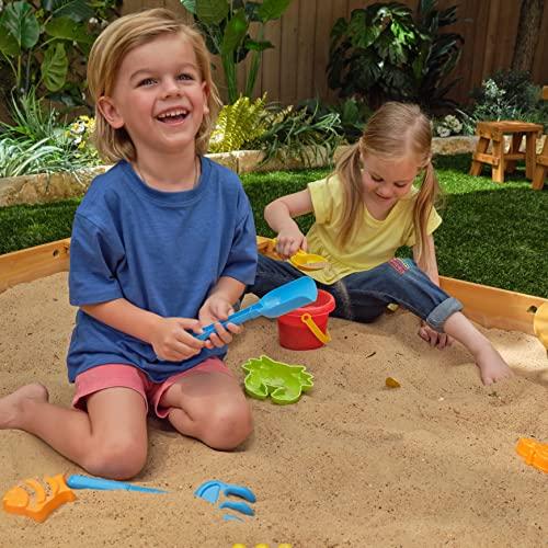 KidKraft KidKraft Wooden Backyard Sandbox with Built-in Corner Seating and Mesh Cover, Kid's Outdoor Furniture, Honey, Gift for Ages 2-8