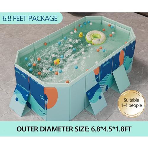 SINBAISHUNYYT Rectangular Above Ground Pool, Hard Side Above Ground Pool, Foldable Swimming Pool for Kids & Dog Pools for Large Dogs, Dog Swimming Pool(Size:6.8 * 4.5 * 1.8FT)