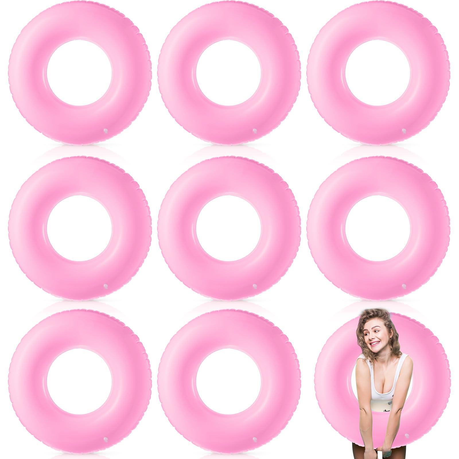 Gemscream Gemscream 8 Pcs Large Inflatable Pool Float 36 Inches Swimming Ring Pool Floats Adult Inflatable Tube for Summer Vacation Beach River Bachelorette Wedding Party Supplies(Pink)