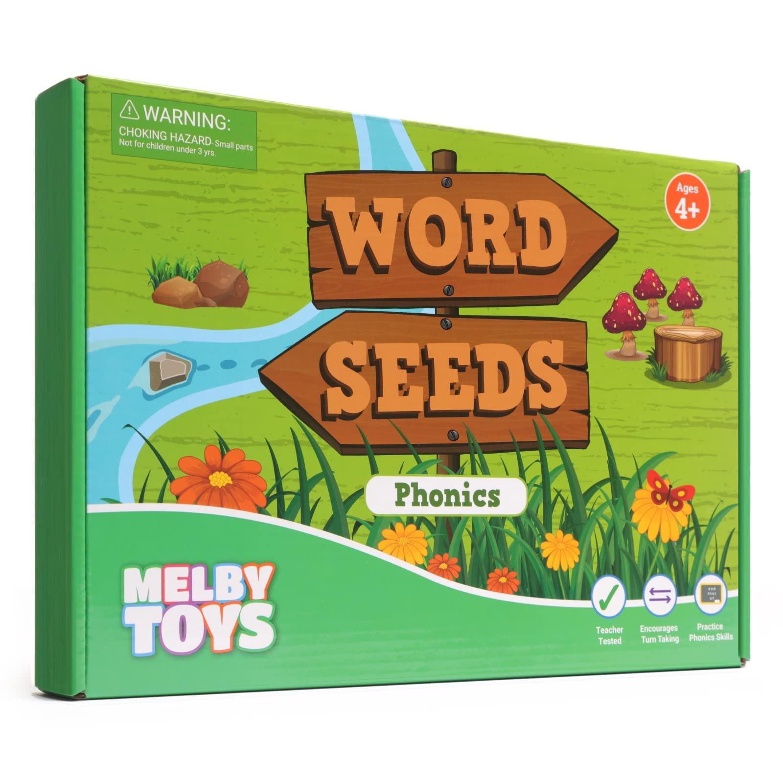 Melby Toys Word Seeds - Phonics Games for Kids Ages 4-8, Kindergarten Learning Activities, Learn to Read Game, Kindergarten Games for Classroom, CVC Games