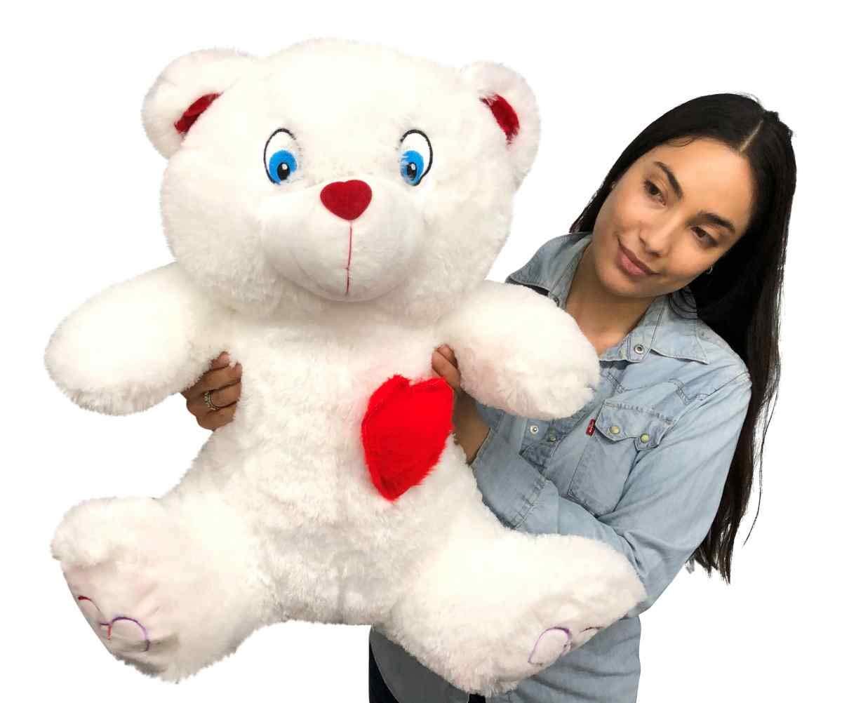 Big Plush Big Plush® 2 Foot Teddy Bear 24 Inches Soft White Plushie with Red Nose and Heart on Chest