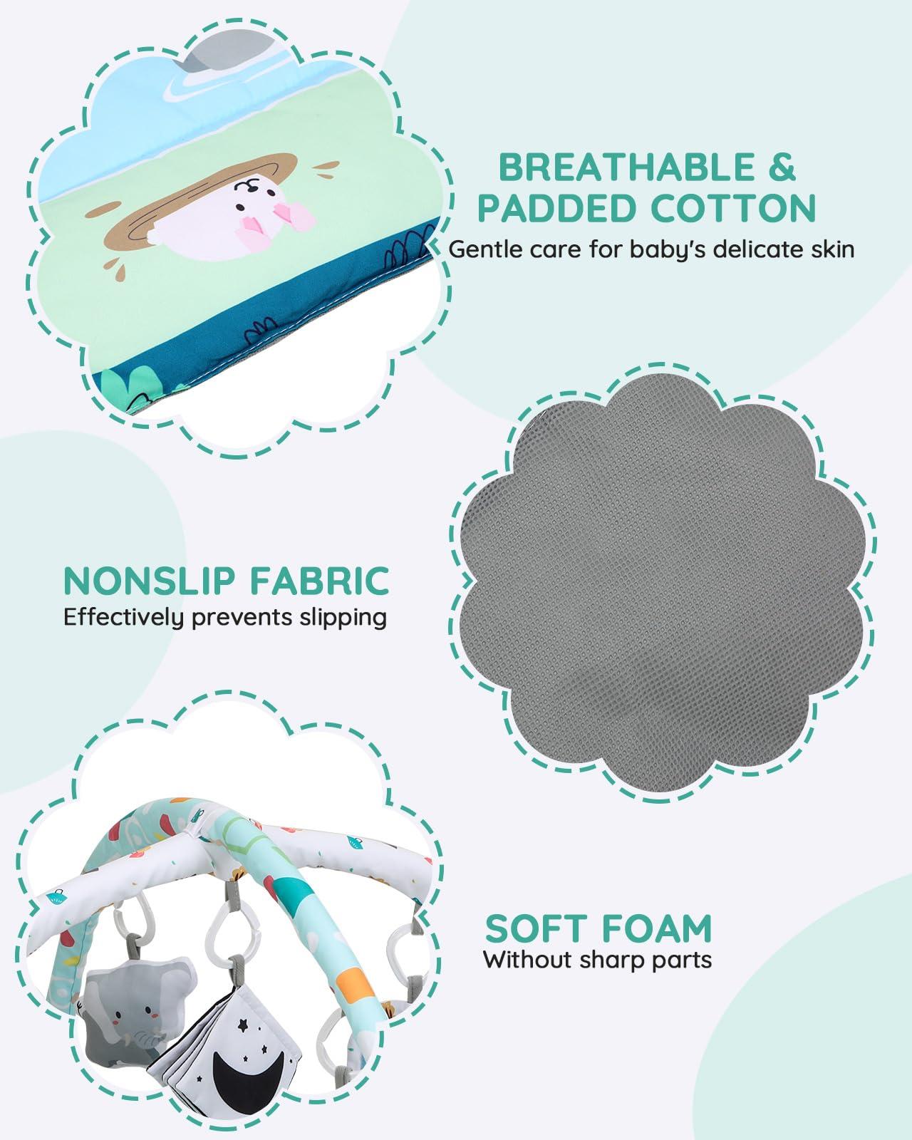 Lilian&Gema Lilian&Gema Baby Play Gym Mat, Baby Tummy Time Mat with 6 Detachable Sensory Toys, Baby Activity Play Mat for Stage-Based Sensory & Motor Skill Development, Baby Gift for Newborn Infant