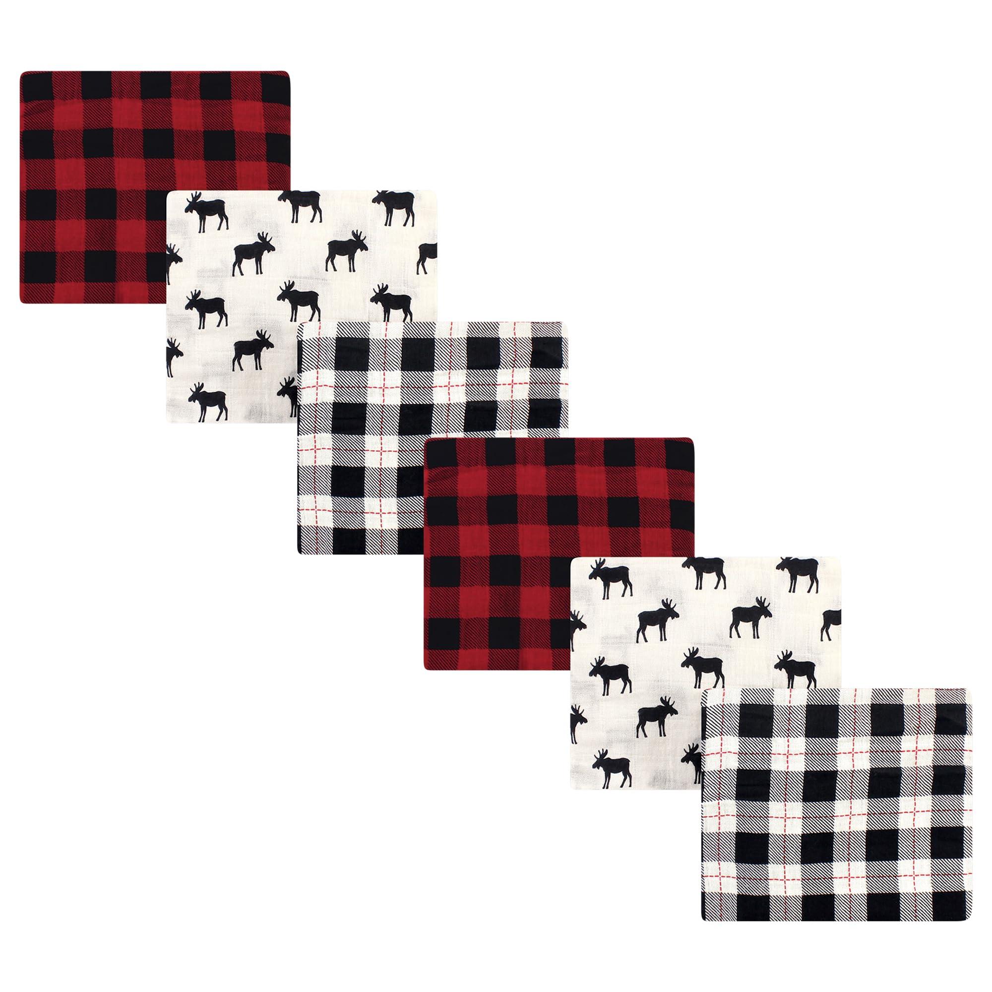 Hudson Baby Hudson Baby Unisex Baby Cotton Muslin Swaddle Blankets Bundle Set, Moose 6-Piece, 6-Pack