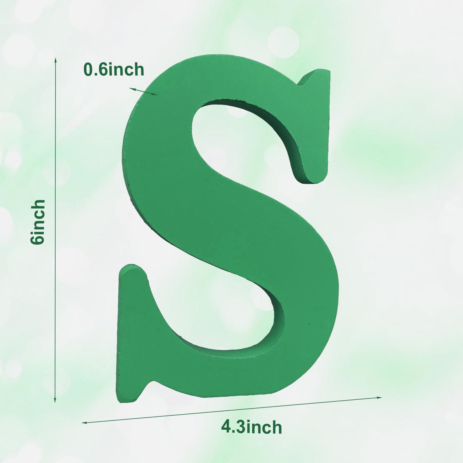 AOCEAN AOCEAN 6 Inch Green Wood Letters Unfinished Wood Letters for Wall Decor Decorative Standing Letters Slices Sign Board Decoration for Craft Home Party Projects (S)