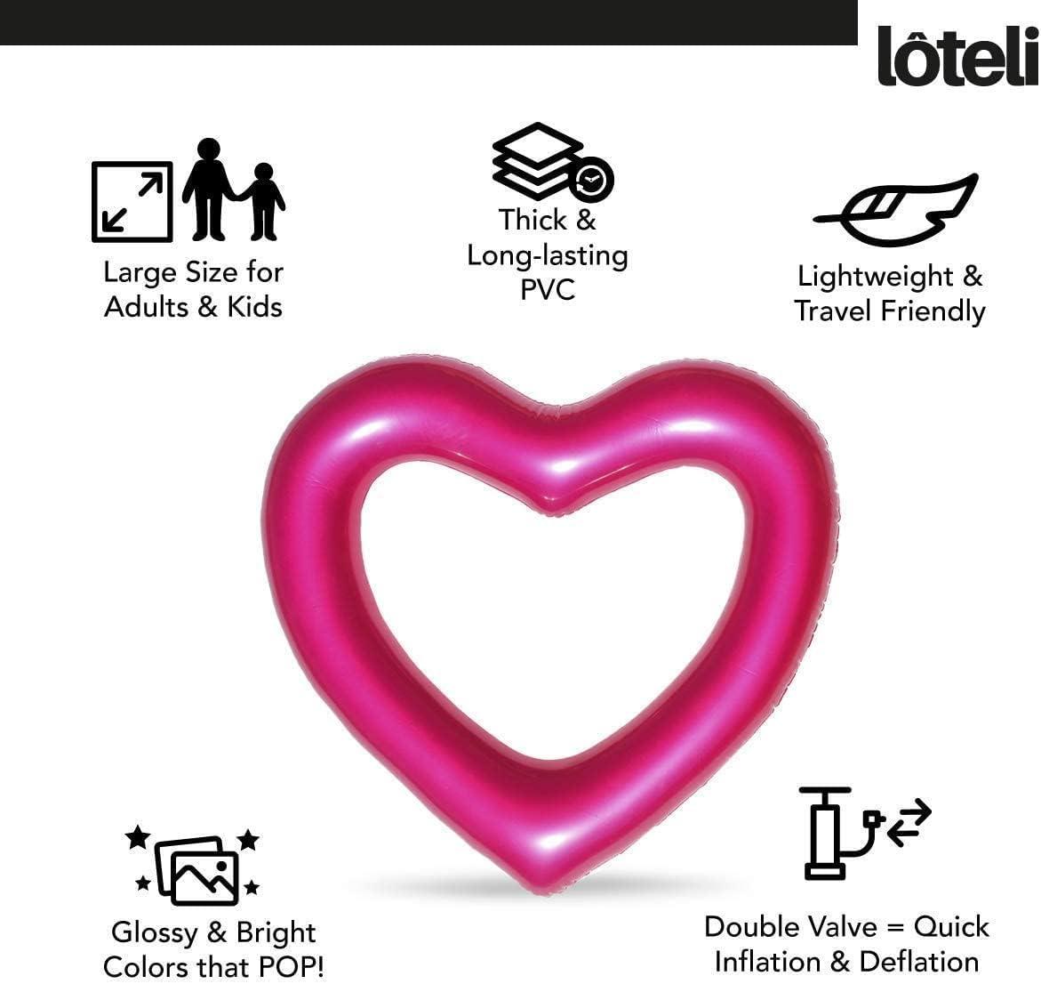 LTELI The Original Heart Pool Floats for Adults by LOTELI Thicker & Stronger Large Inflatable Pool Floats for Parties Bachelorette Wedding Float River Lake Beach Raft - Durable & Easy to Inflate