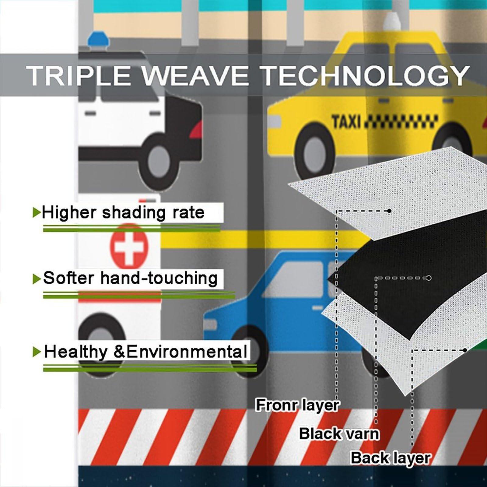 DDCBNS DDCBNS Kids Construction Curtains for Bedroom,Cartoon Colorful Cars Bulldozer Tractor Truck Airplane Ship Print Window Treatments for Boys Baby Room Nursery Study 2 Panels Set,Total Size 42 x 63 Inch