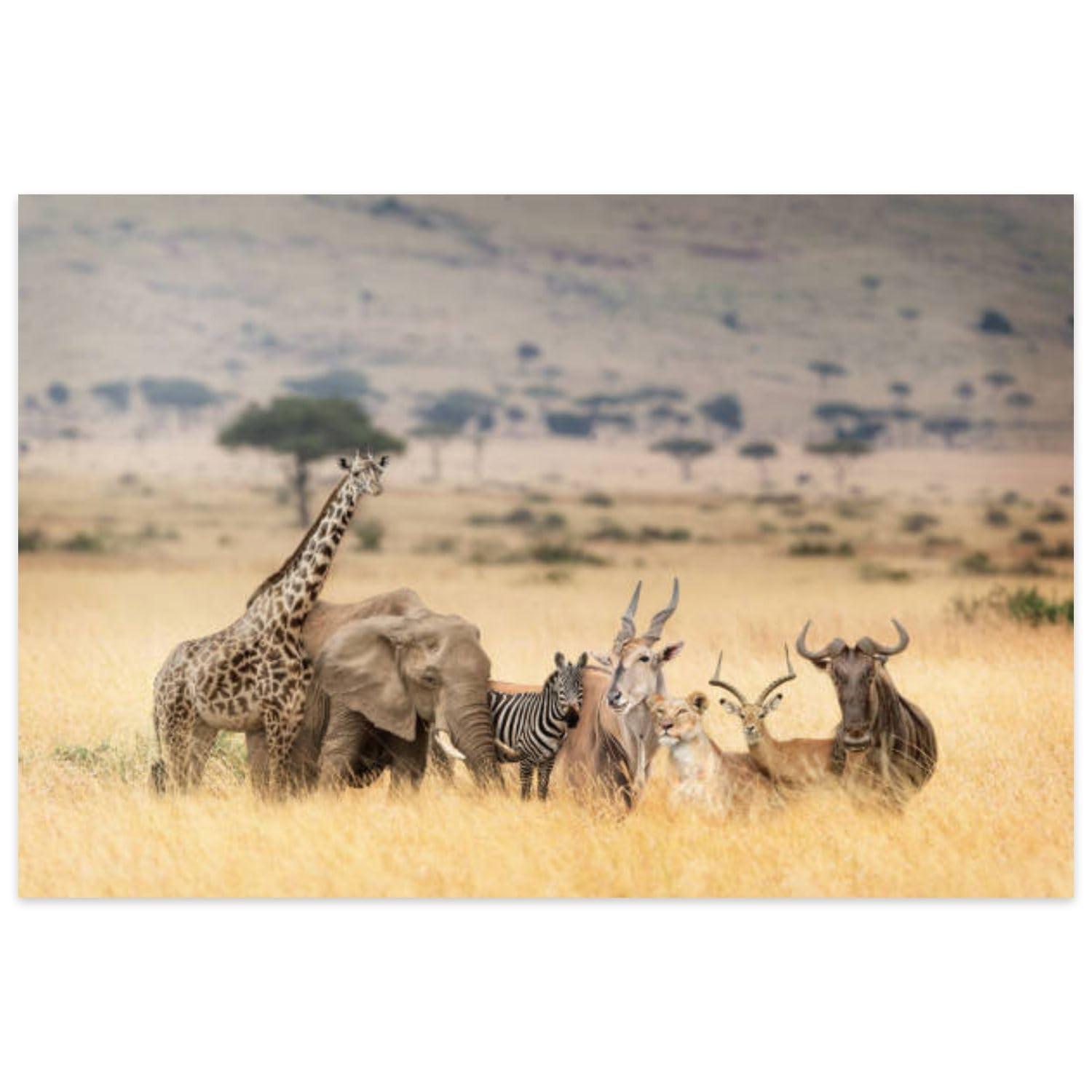 VETEB VETEB Jigsaw Puzzles 1000 Pieces for Adult African Animals Dreamy Kenya Scene Puzzle Game for Family Wooden Puzzle Toy Educational Games Puzzles for Home Decor