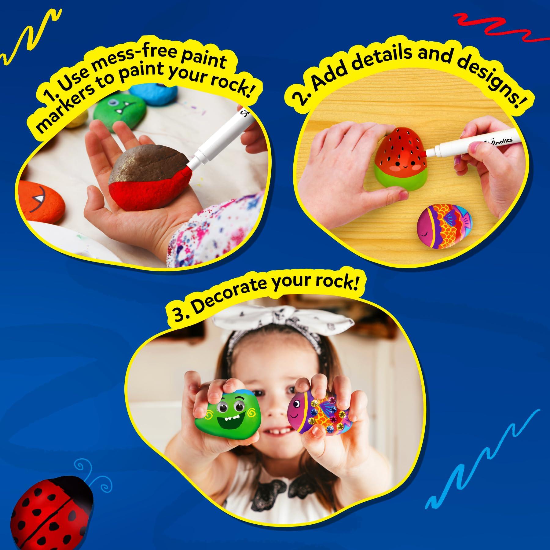 Skillmatics Skillmatics Rock Painting Kit - Mess-Free Art & Craft Activity for Girls & Boys, Craft Kits & Supplies, DIY Creative Activity, Gifts for Kids Ages 4, 5, 6, 7, 8, 9, 10, 11,12