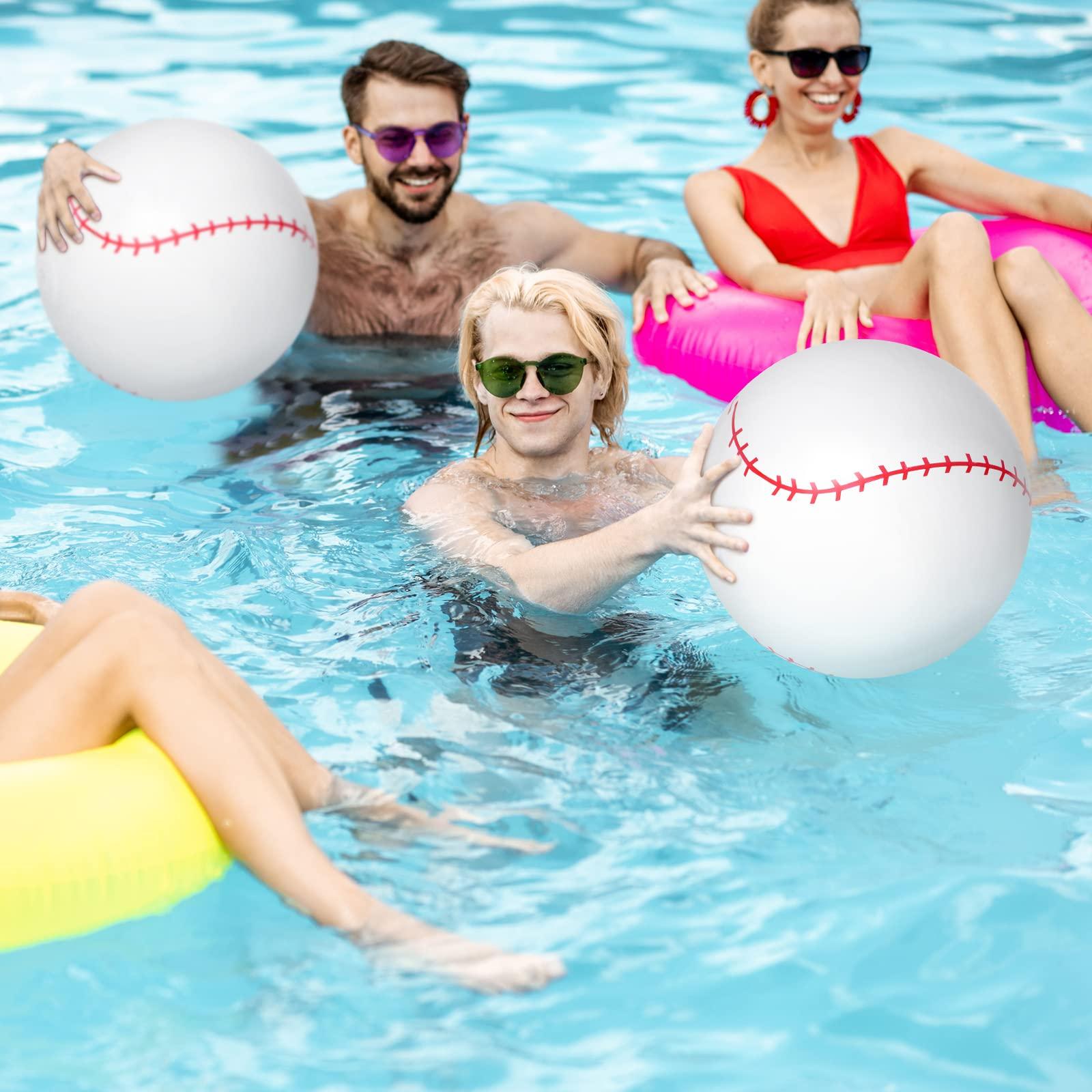 Lewtemi Set of 6 Beach Baseball Ball Inflatable Baseball Bat Include 2 Pcs 11 Inch Beach Baseball and 4 Pcs Baseball Bat Inflates Kids Baseball Pool Toys for Pool Beach Fun Sports Game Birthday (Dark Brown)