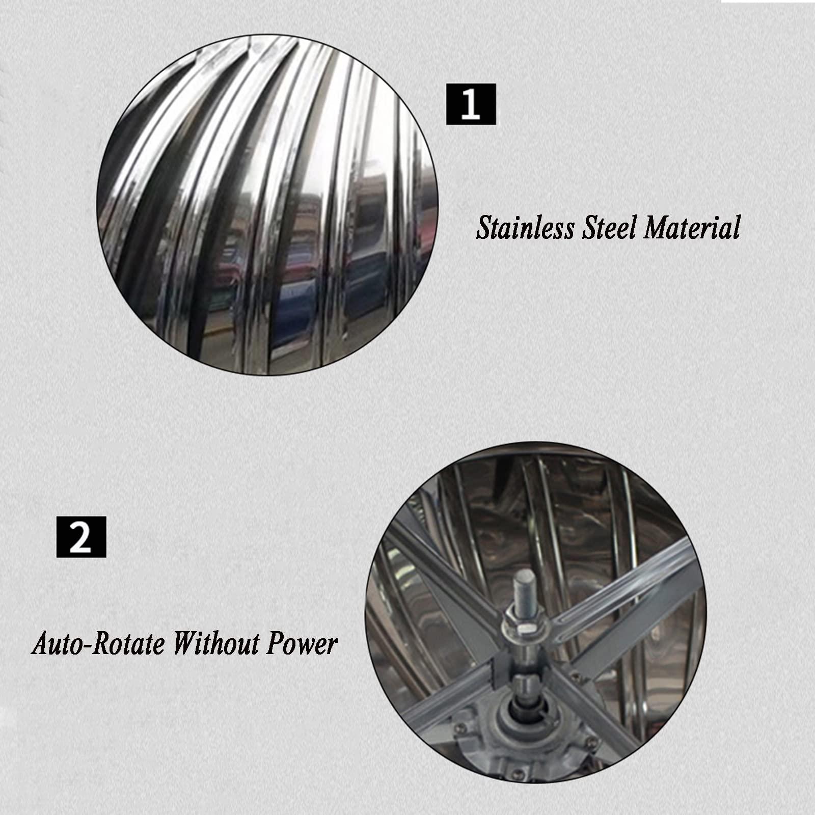 JUCCJUXIN JUCCJUXIN Stainless Steel Rotating Chimney Cowl Cap, Rotating Cap, Chimney Spinner Pot Cap Anti-DowndraughtRotary Chimney Cowl Cap, for Flue Pipe Cover Cap Vent Top (Size : 250mm/9.84in)