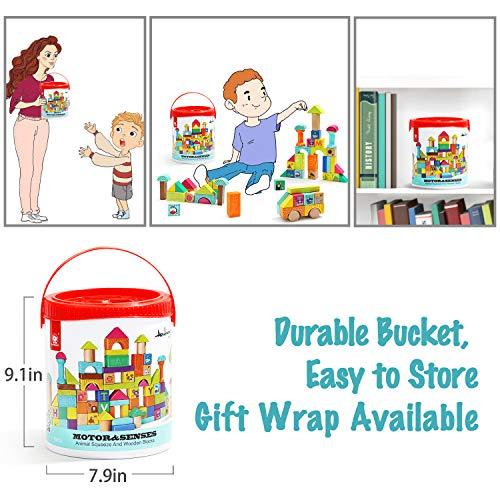 TOP BRIGHT TOP BRIGHT Wooden Building Blocks Toddlers 1-3,Baby Blocks 12-18 Months,Toy Blocks for 1 2 3 Year Old 80 Piece