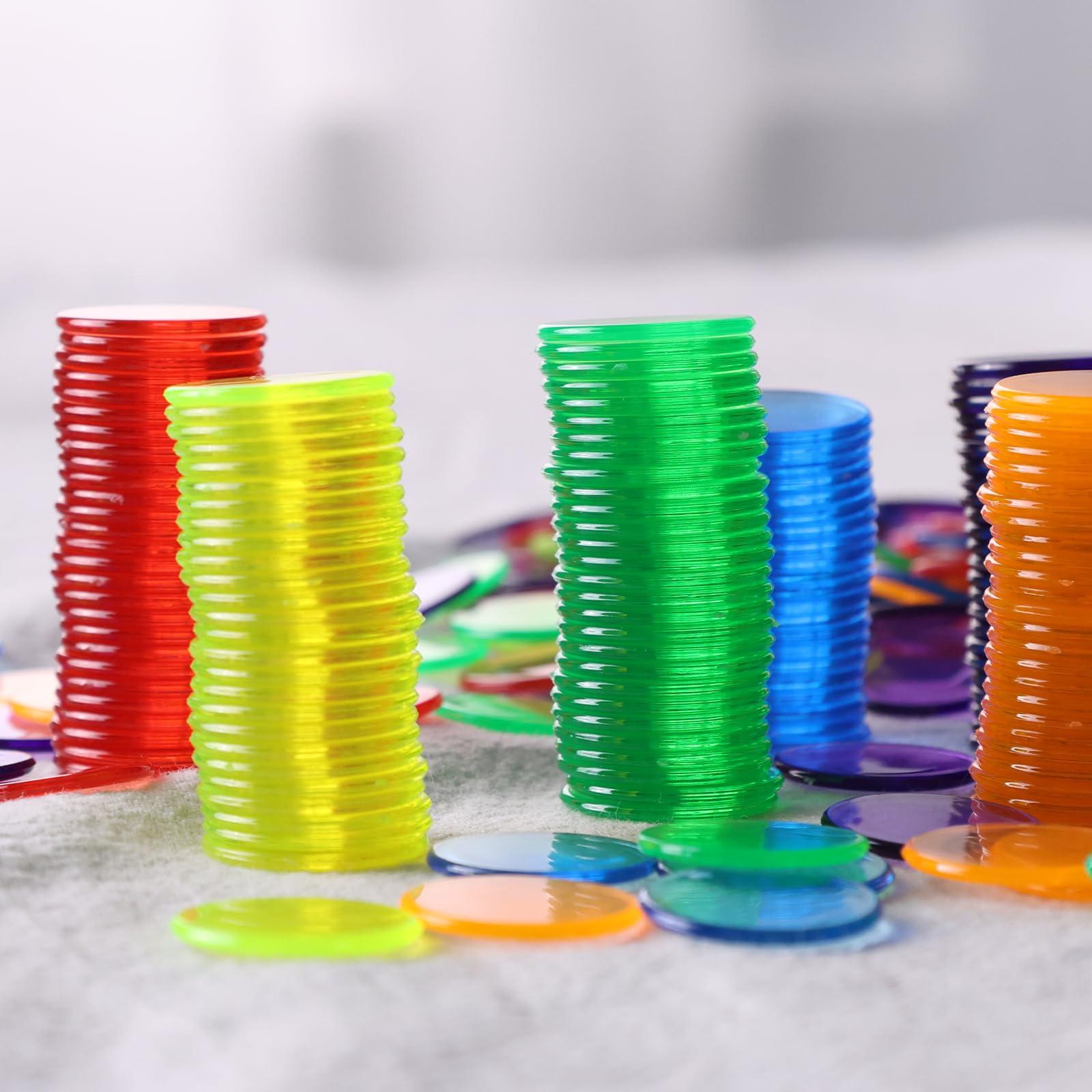 MCPINKY MCPINKY 900 Pieces 3/4 inch Transparent 6 Color Bingo Counting Chips for Bingo Game Party, Game Night, Classroom, Educational Activities las Vegas