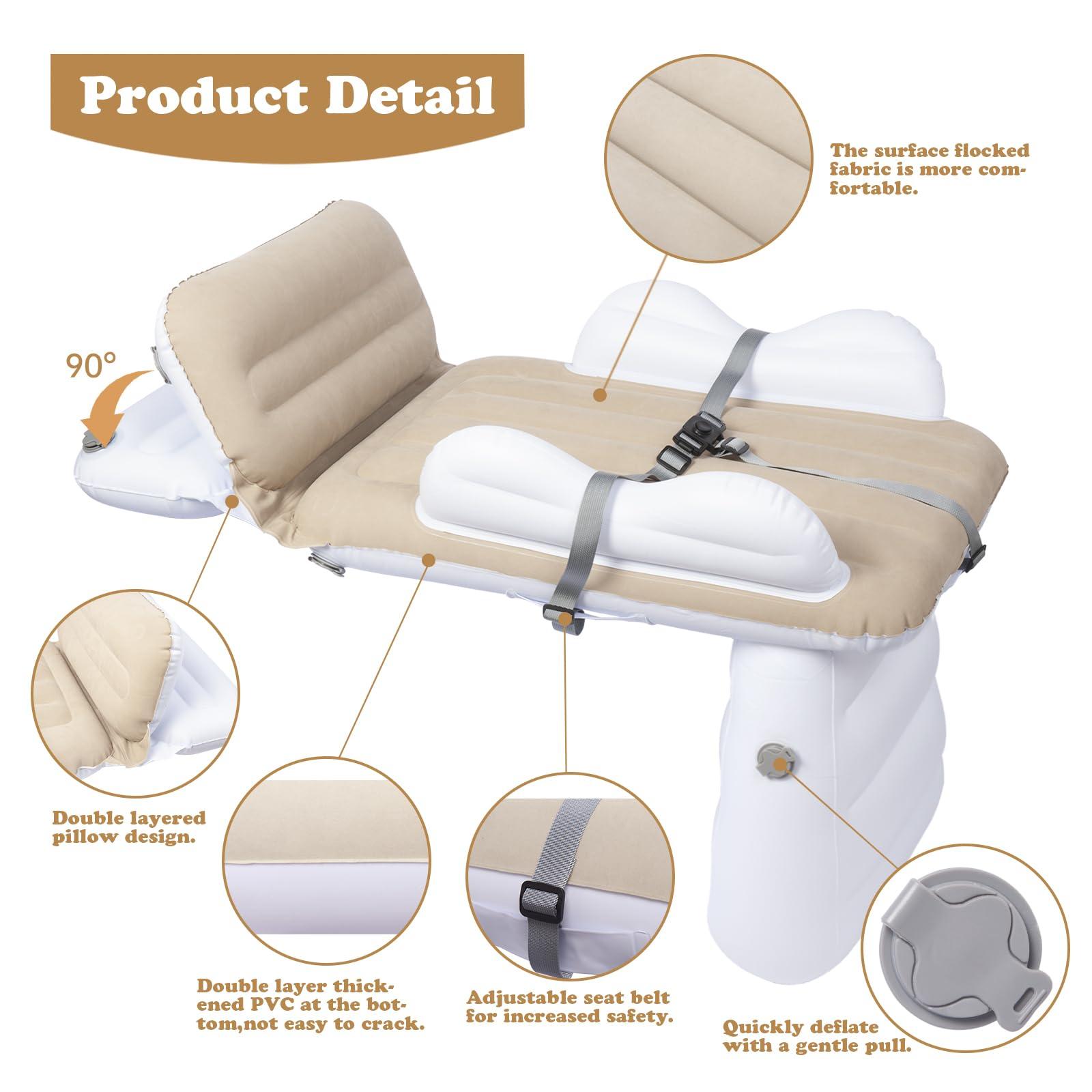 MiiDD MiiDD Inflatable Toddler Travel Bed,Airplane Bed for Toddler,Airplane Kids Bed,Kids Travel Bed,Portable Toddler Bed Travel Crib Baby Seat Extender for Kids with Handpump Travel Bag Safety Belt(Grey)