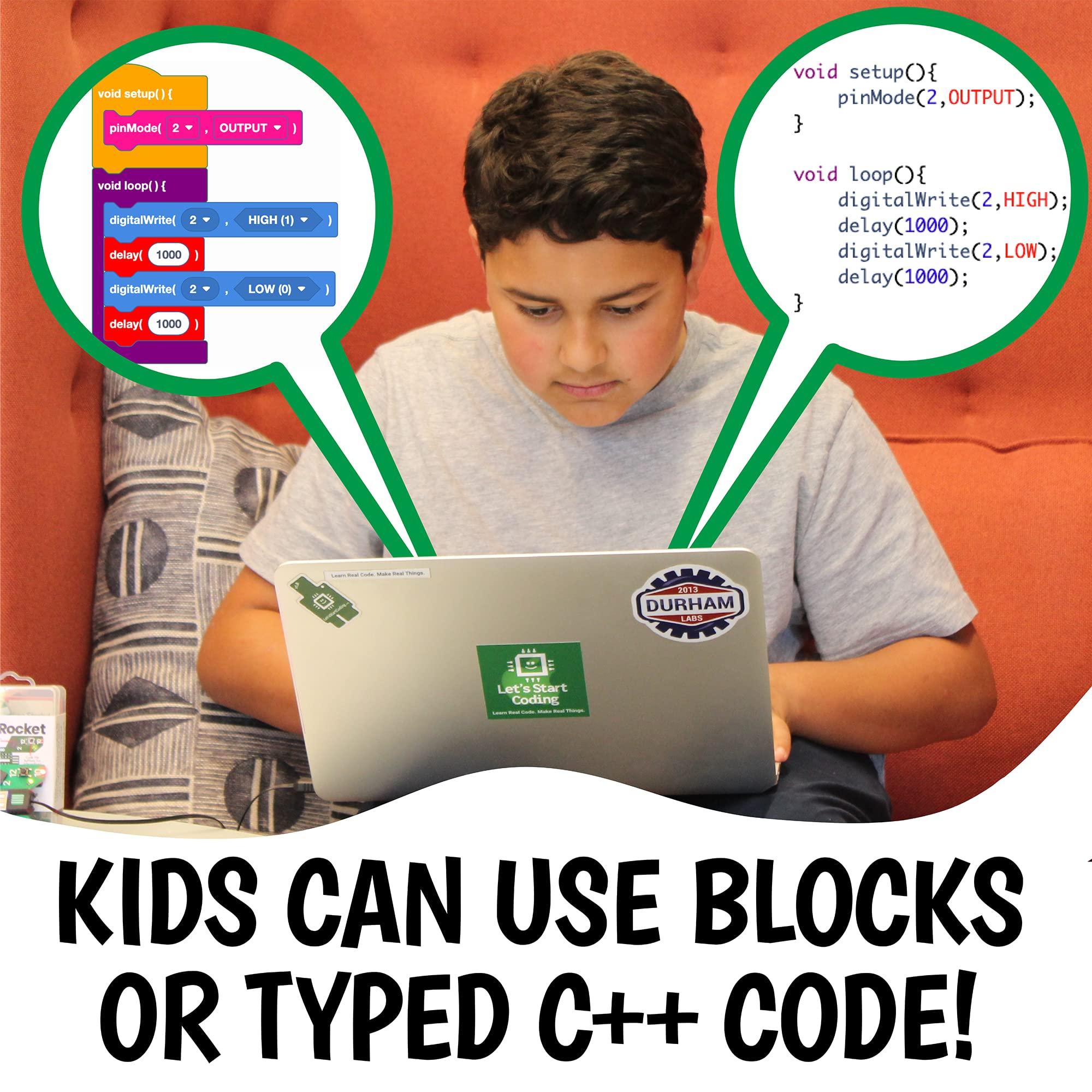 Let's Start Coding Code Rocket Coding Toy for Kids 8+. Girls & Boys Learn Block & Typed C++ Programming with Circuits. 20+ Space-Themed Projects Teach Code Hands-On. All-Inclusive Coding Game for Kids Ages 8-12+ & Teens