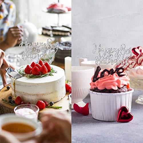 MAGJUCHE 8 Silver Glitter Happy 8th Birthday Cake Topper, Birthday Party Decorations, Supplies, cake topper